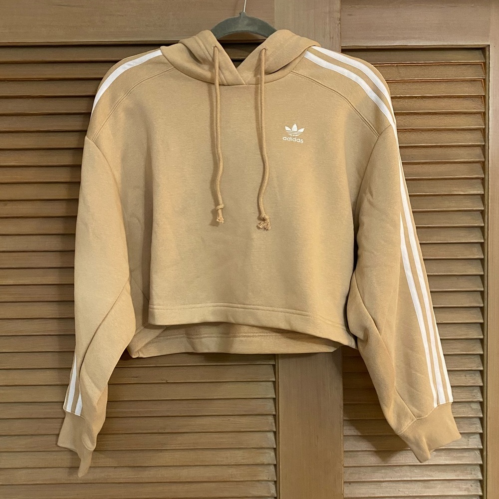NWT Adidas Adicolor Classics Women’s Crop Short Hoodie Magic Beige - Small